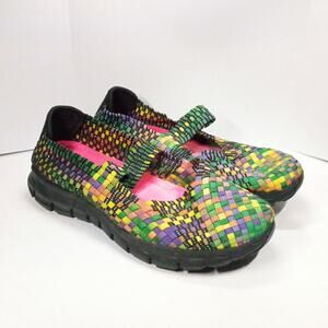 Skechers Womens 10 Multicolor Woven Mary Jane Memory Foam Comfort Shoes